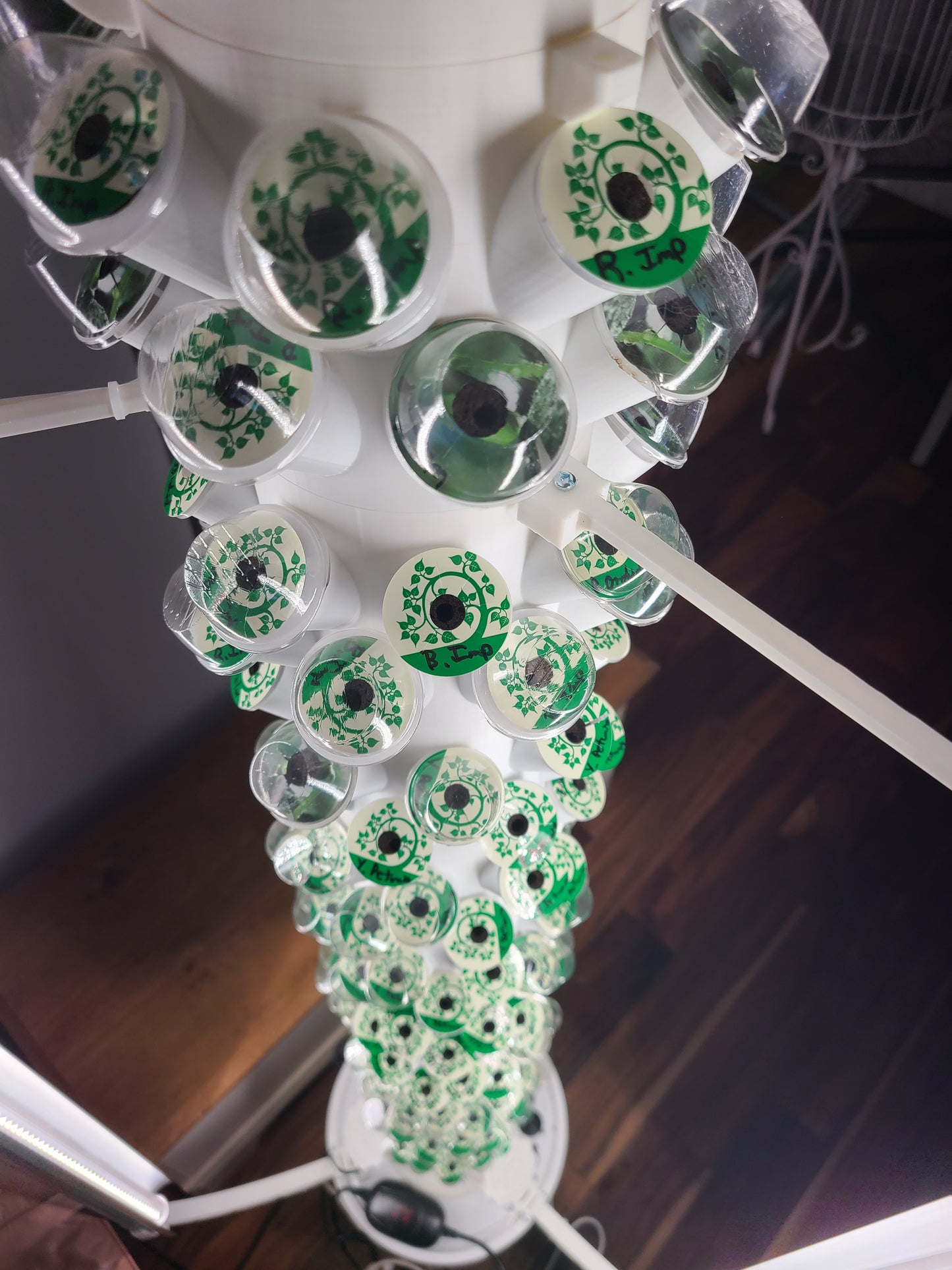 Vertical Hydroponic Seeding Tower - Large - 180 pods w/4ft LED Grow Light Kit